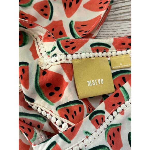 Maeve Anthropologie Watermelon Fruit Top Size 0 Summer Blouse - Picture 2 of 7